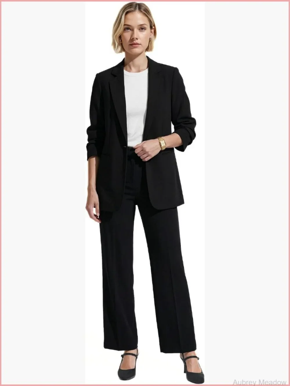 Scrunch Sleeve Open Blazer - Lightweight Suiting Jacket
